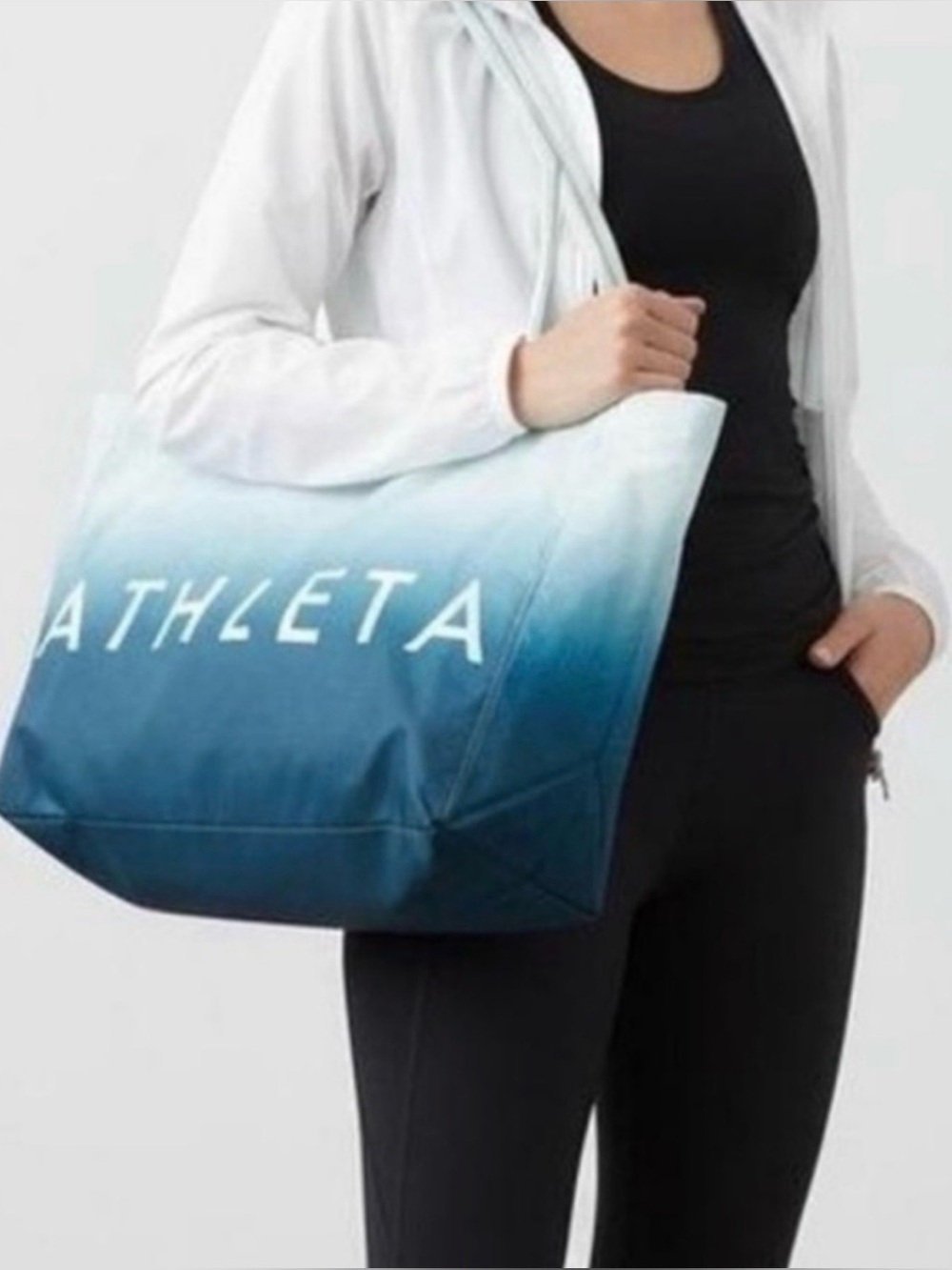 Athleta Ombre Canvas Tote Bag Blue NWT